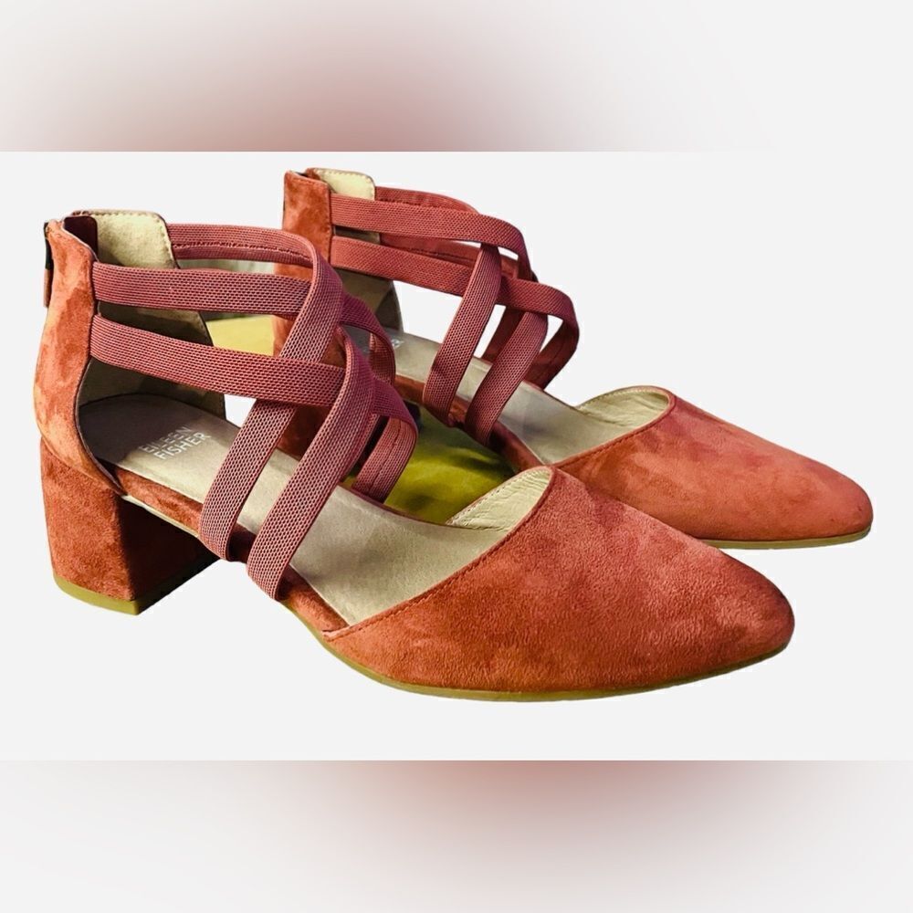 Eileen Fisher Juku Pump Suede Cayenne Size 8